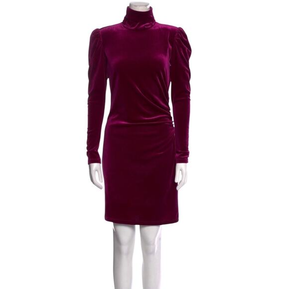NWT Pam & Gela Velvet Shirred Dress - Fuchsia - Medium - Picture 7 of 16